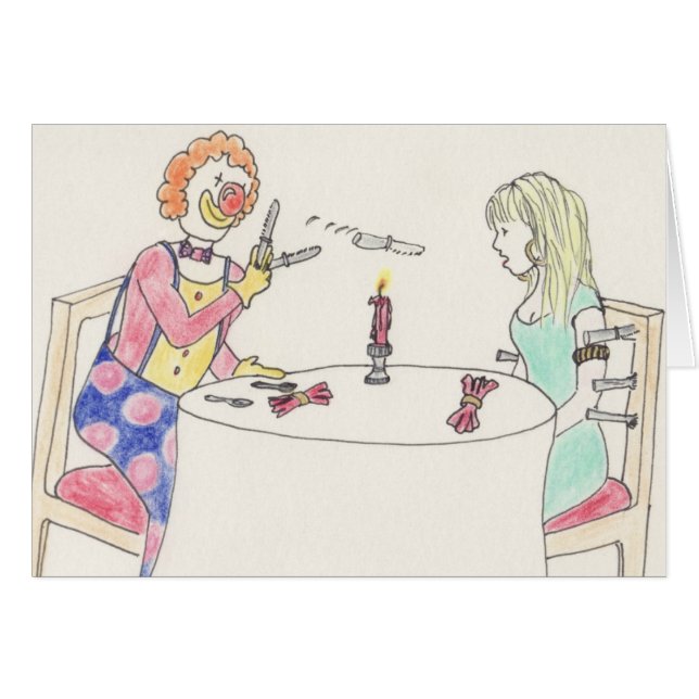Funny Date Night Clown Romance Cartoon Art Humour (Front Horizontal)