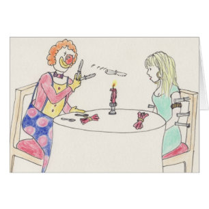 Funny Date Night Clown Romance Cartoon Art Humour Cards