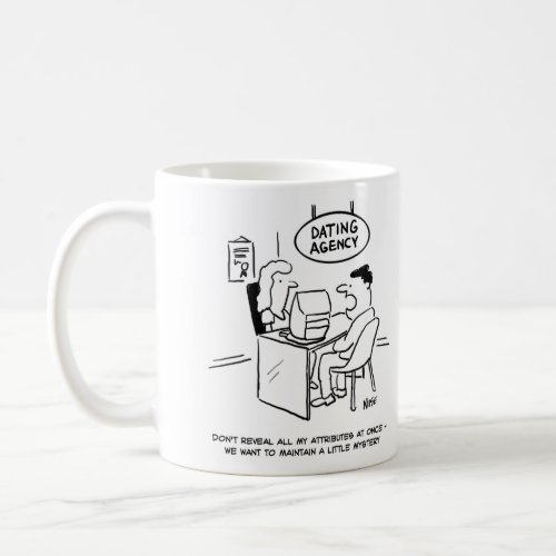 Funny Dating Agency Cartoon on a Coffee Mug