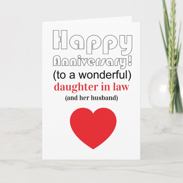 funny daughter in law and son wedding anniversary card (Front)
