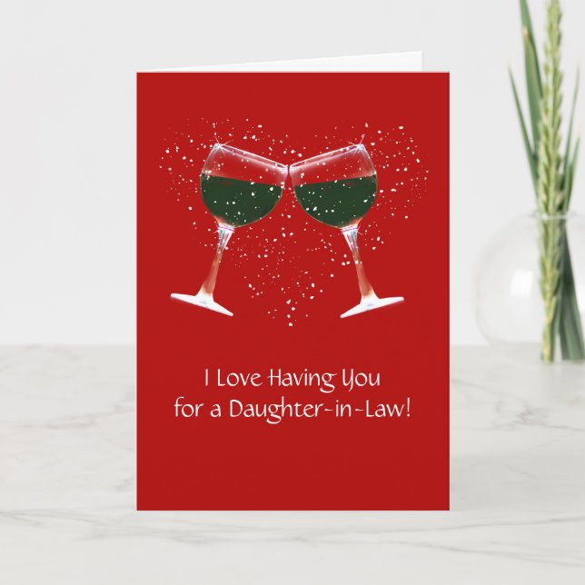 Funny Daughter in Law Birthday Wine Holiday Card (Front)