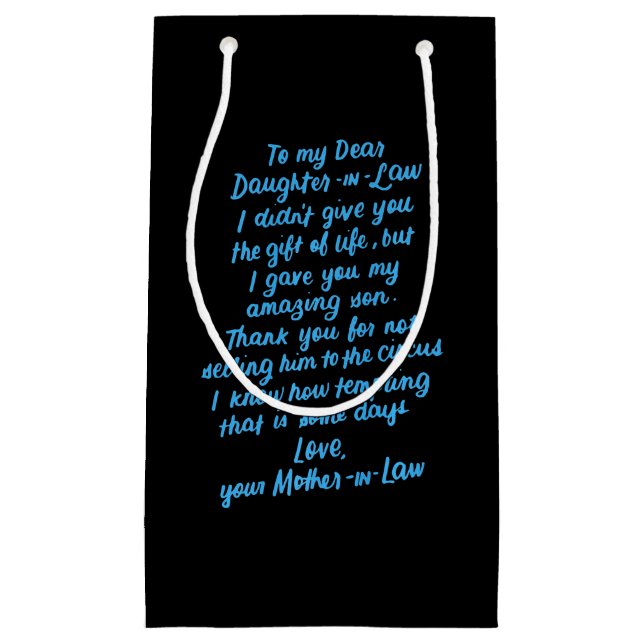Funny Daughter in Law To My Dear Daughter In Law Small Gift Bag (Front)