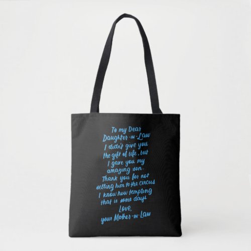 Funny Daughter in Law To My Dear Daughter In Law Tote Bag