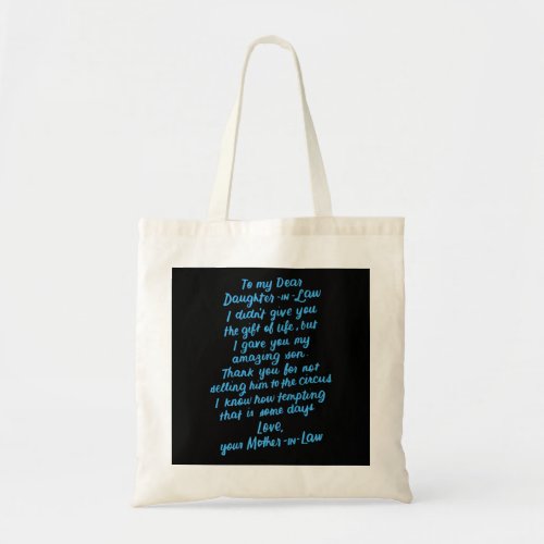 Funny Daughter in Law To My Dear Daughter In Law Tote Bag