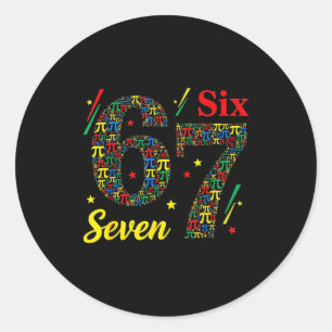 Funny day 3.14 symbol 67 meme math joke gen z humo classic round sticker