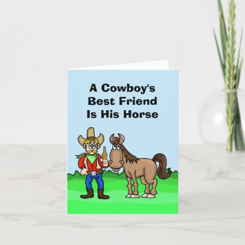 Funny Day of The Cowboy Greeting Card with Horse