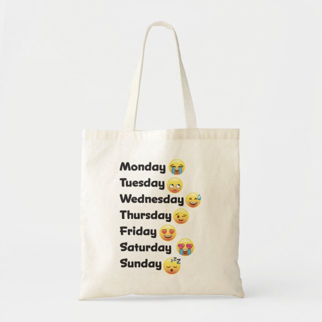 Funny Days of the Week Emoji faces Tote Bag (Front)