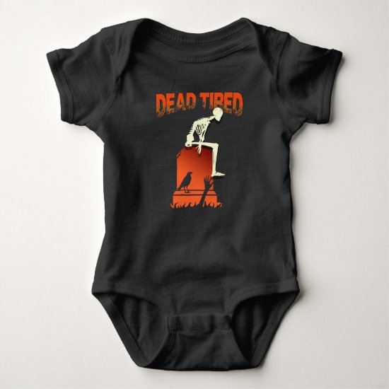 Funny Dead Tired Skeleton Halloween Party T-shirt