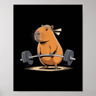 Funny Deadlift Capybara Cute Fitness Capy Gym Love Poster