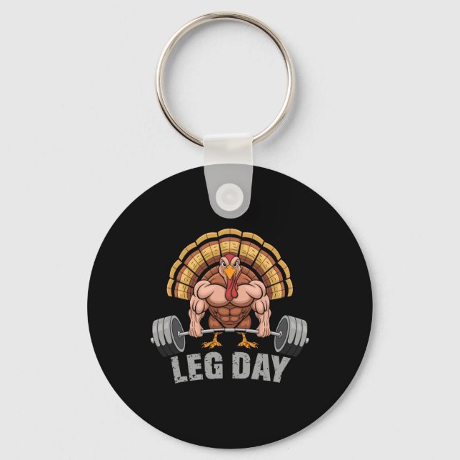 Funny Deadlifting Turkey Leg Day Thanksgiving Dead Keychain (Front)