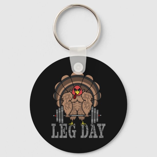Funny Deadlifting Turkey Thanksgiving Leg Day Dead Keychain (Front)