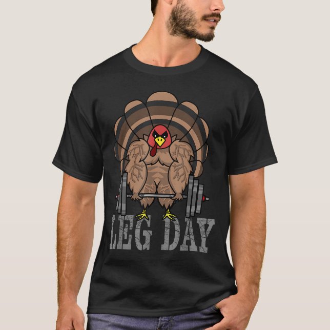 Funny Deadlifting Turkey Thanksgiving Leg Day Dead T-Shirt (Front)