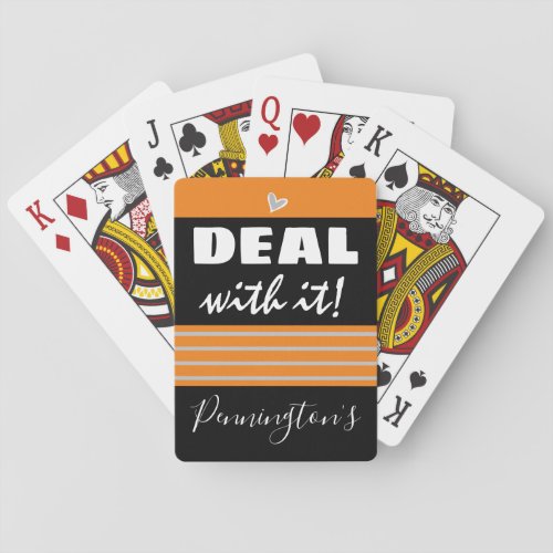 Funny Deal With It Family Name Orange Poker Cards