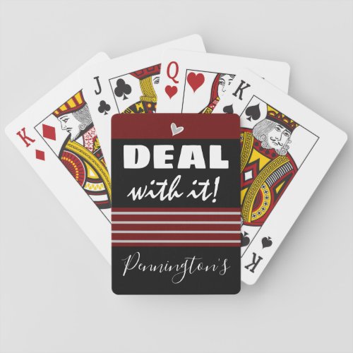 Funny Deal With It Family Name Wine Playing Cards