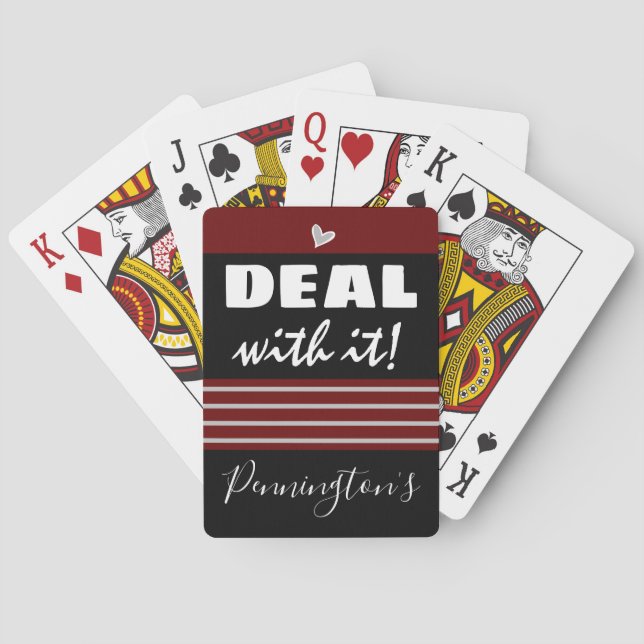 Funny Deal With It Family Name Wine Poker Cards (Back)