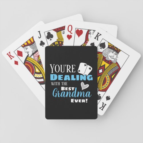 Funny Dealing with the Best Grandma Light Blue Playing Cards