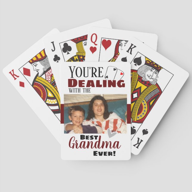 Funny Dealing with the Best Grandma One Photo Poker Cards (Back)