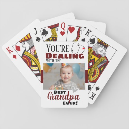 Funny Dealing with the Best Grandpa One Photo Poker Cards