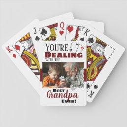 Funny Dealing with the Best Grandpa One Photo Poker Cards