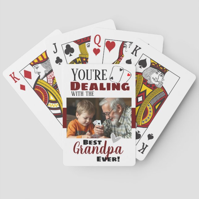 Funny Dealing with the Best Grandpa One Photo Poker Cards (Back)