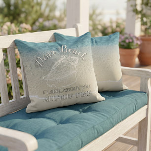 Funny Dear Beach I Think About You Quote Outdoor Pillow