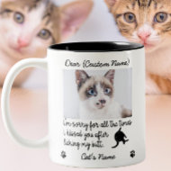 funny Dear cat , Custom Funny Cat photo Gift Two-Tone Coffee Mug