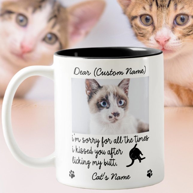 funny Dear cat , Custom Funny Cat photo Gift Two-Tone Coffee Mug (Creator Uploaded)