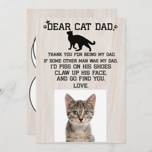 funny Dear Cat Dad photo collage Father's Day Than Thank You Card | Zazzle