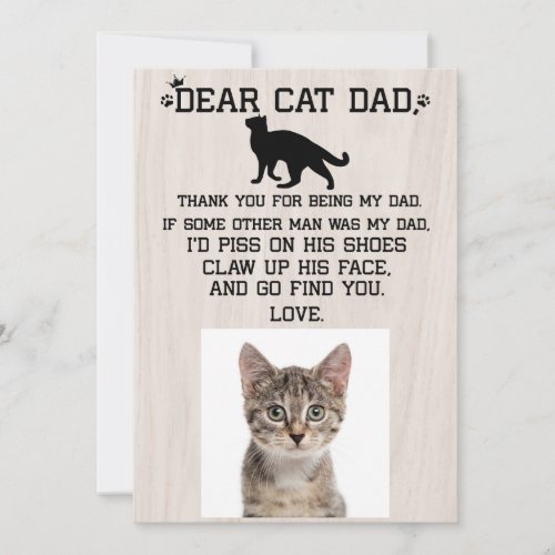 funny Dear Cat Dad photo collage Fathers Day Than Thank You Card