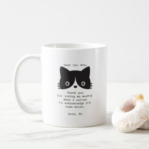 Funny Dear Cat Mom Black White Personalized Mug