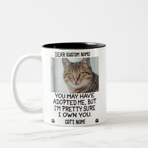 funny Dear cat Personalized cats photo and name Two_Tone Coffee Mug