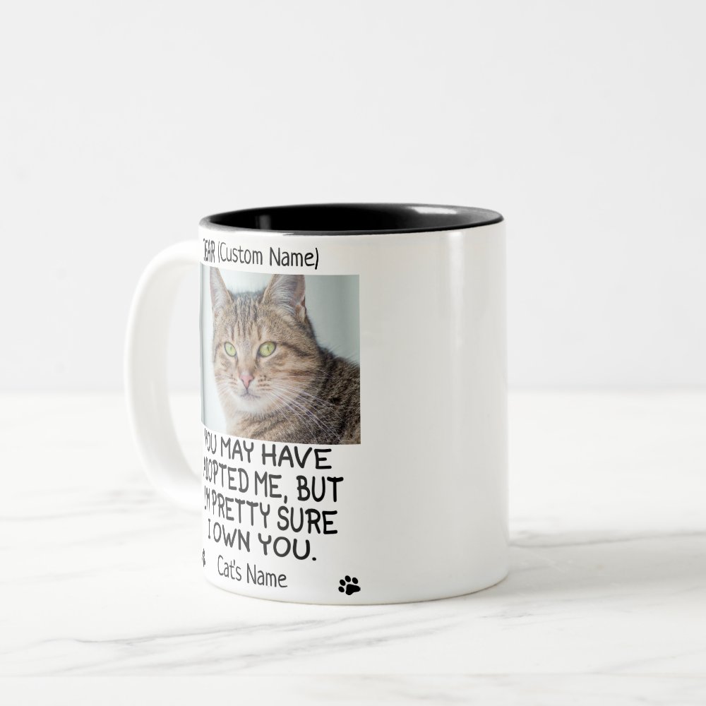 Discover funny Dear cat, Personalized cat's photo and name Two-Tone Coffee Mug