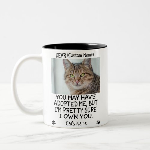 funny Dear cat Personalized cats photo and name Two_Tone Coffee Mug