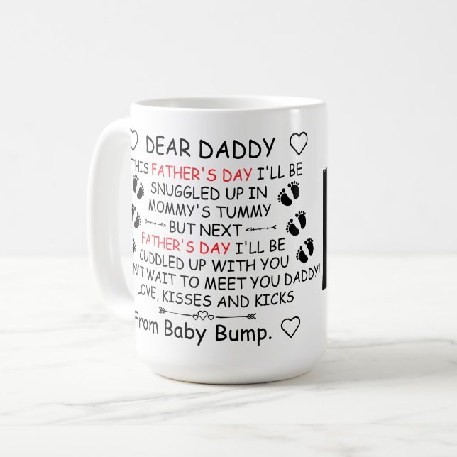 Funny Dear Daddy Personalized Photo Father's Day Coffee Mug (Front Left)