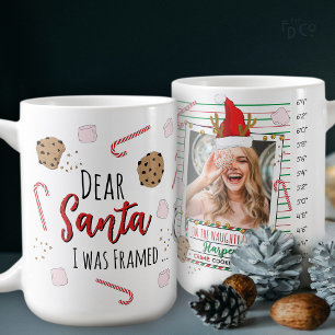 Funny Dear Santa (I was Framed) Mugshot Christmas Coffee Mug