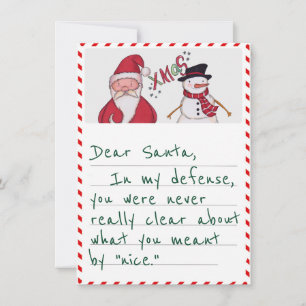 Funny Dear Santa In My Defense Christmas Greeting Holiday Card