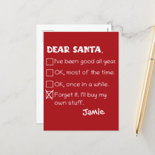 Funny Dear Santa I've Been Good Holiday Checklist
