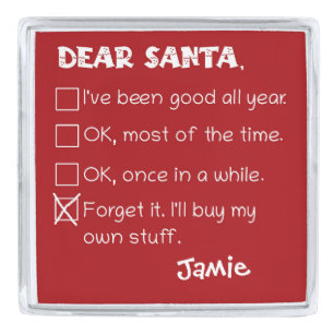 Funny Dear Santa I've Been Good Holiday Checklist Silver Finish Lapel Pin