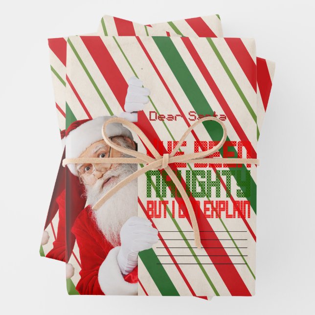 Funny Dear Santa I've Been Naughty Quote  Wrapping Paper Sheets (In situ)