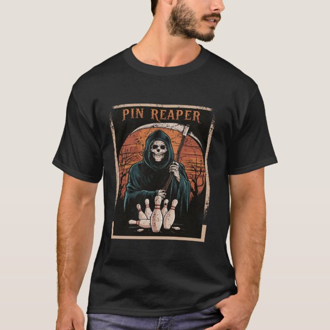 Funny Death Bowling Grim Reaper Bowler Gifts Men O T-Shirt (Front)