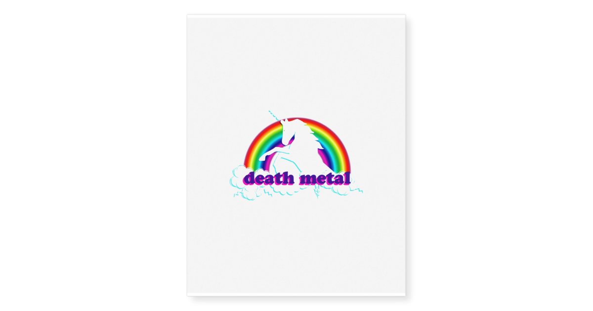 Funny Death Metal Unicorn And Rainbow Temporary Tattoos