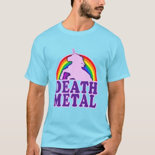Funny Death Metal Unicorn Rainbow vintage look T_Shirt