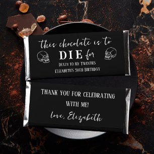 Funny Death to My Youth RIP 20s Skulls Party Favor Hershey Bar Favors