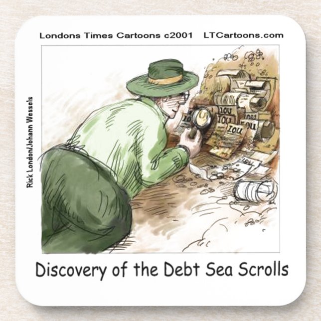 Funny Debt Sea Scrolls Beverage Coaster (Front)