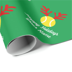 Funny deer antler tennis ball Christmas Holiday Wrapping Paper
