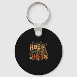 Funny deer hunt beer dad father's day retro 70s keychain
