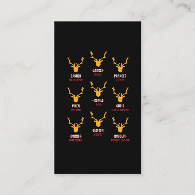 Funny Deer - Hunters All of Santa's Reindeer Business Card (Front)