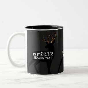 Funny Deer Hunting Black Metallic Gold Man Cave Two-Tone Coffee Mug