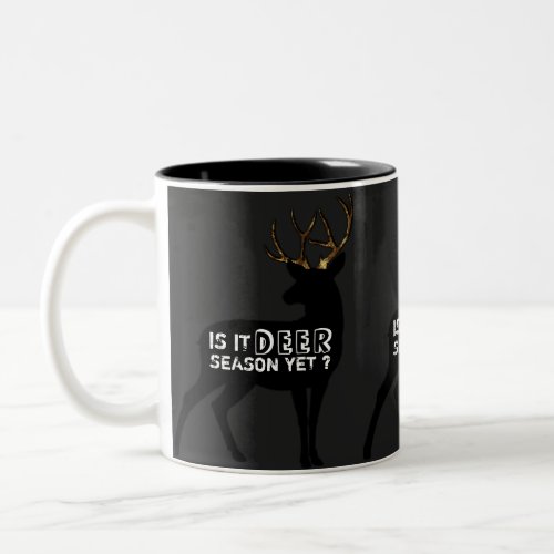 Funny Deer Hunting Black Metallic Gold Man Cave Two_Tone Coffee Mug