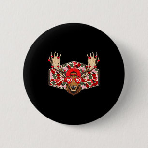 Funny Deer Hunting Buck Camo Valentines Day Men Wo Button